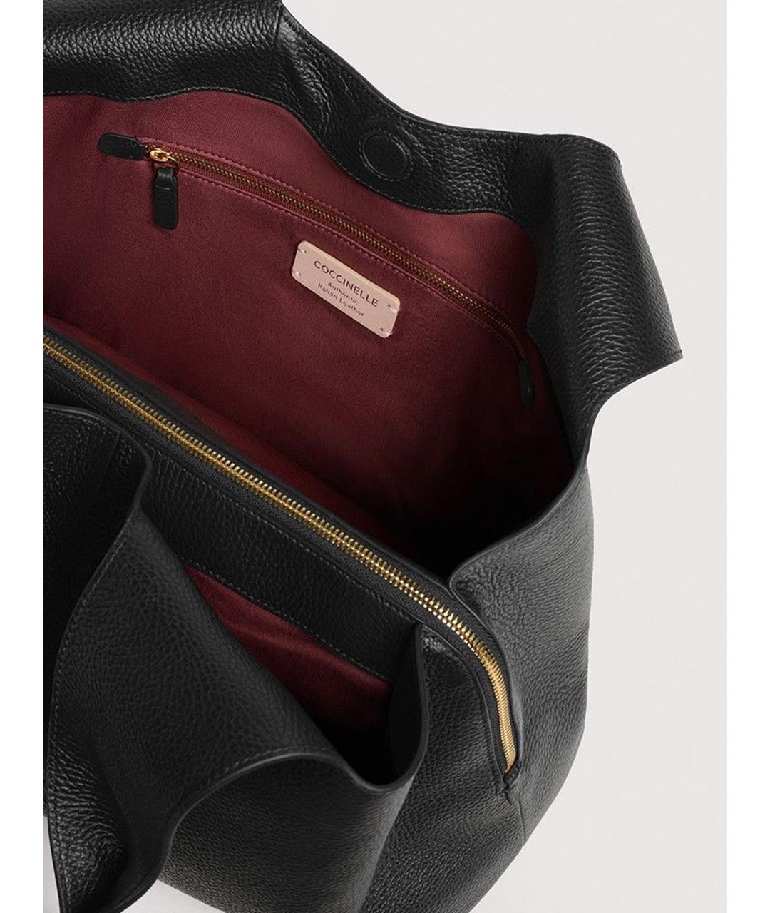 COCCINELLE Черная кожаная сумка с короткими ручками, фото 4