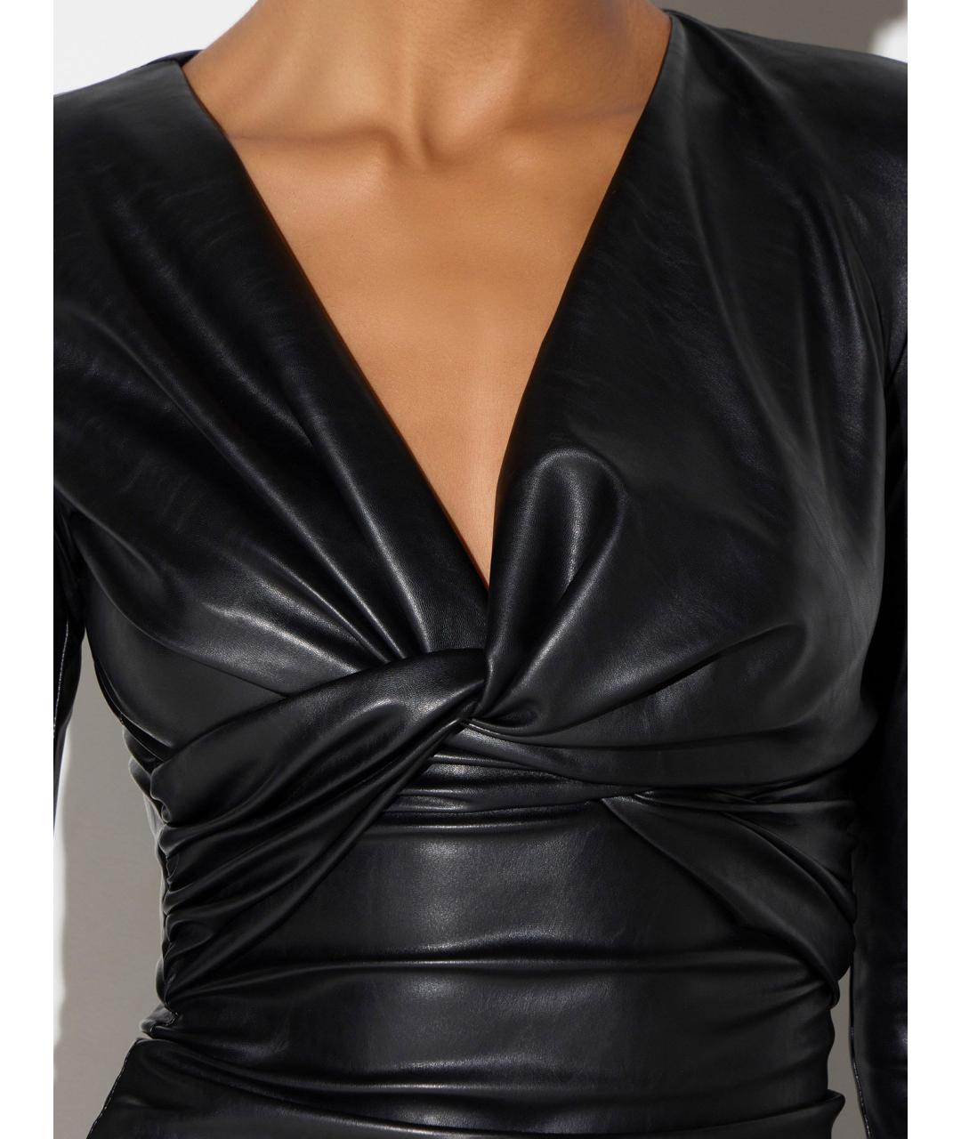 ELISABETTA FRANCHI Черное полиэстеровое коктейльное платье, фото 4