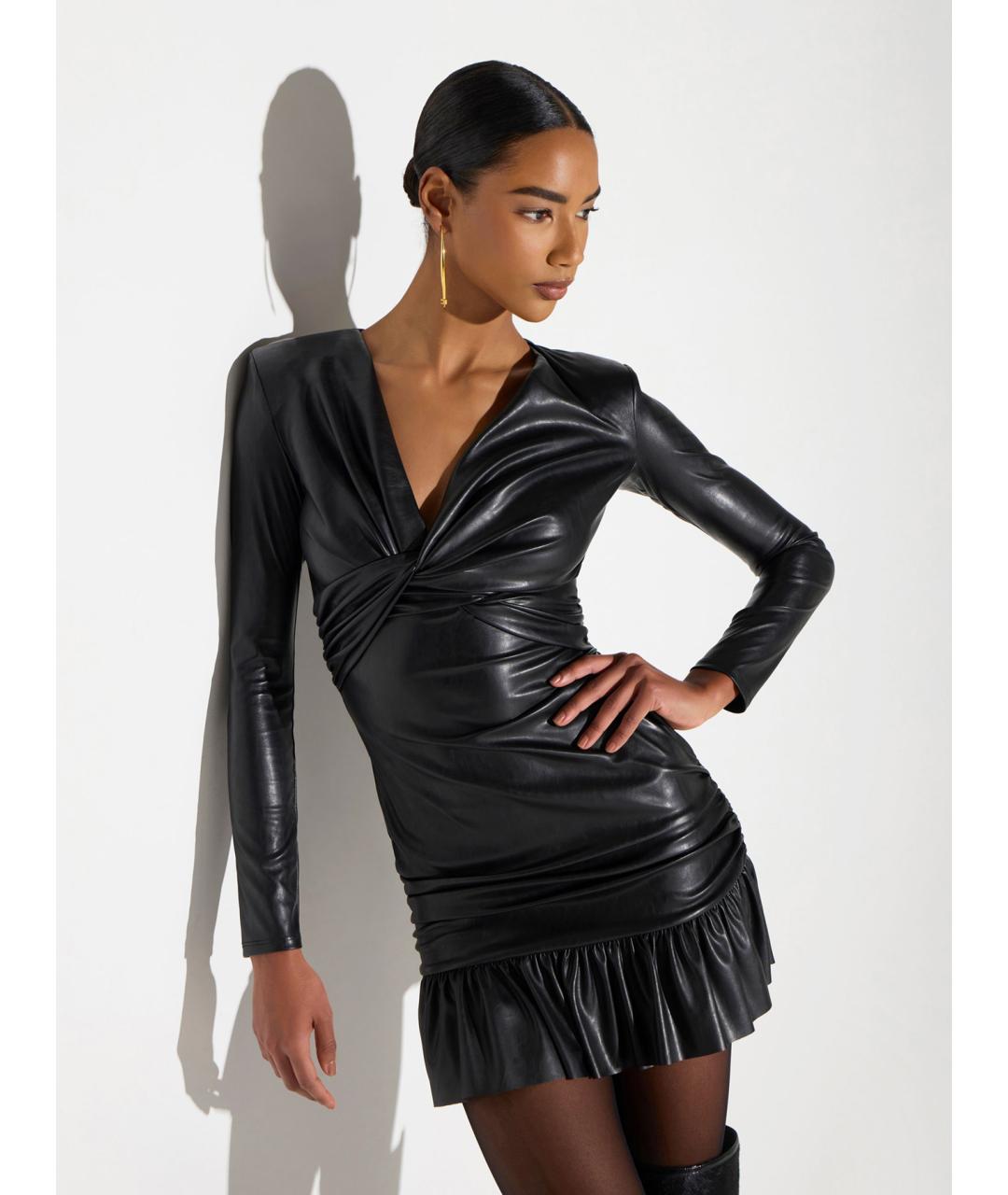 ELISABETTA FRANCHI Черное полиэстеровое коктейльное платье, фото 3
