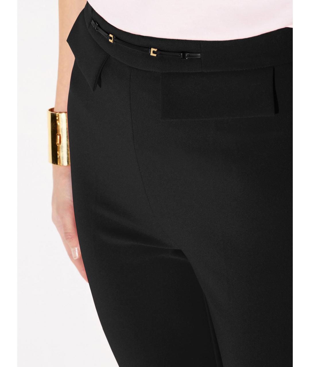 ELISABETTA FRANCHI Черные полиэстеровые брюки узкие, фото 4