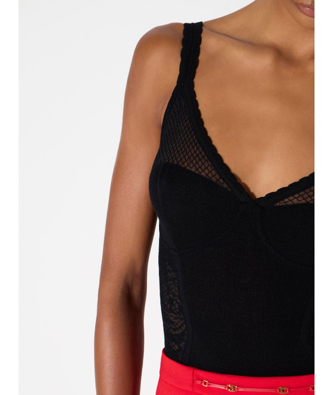 ELISABETTA FRANCHI Черное вискозное боди, фото 4