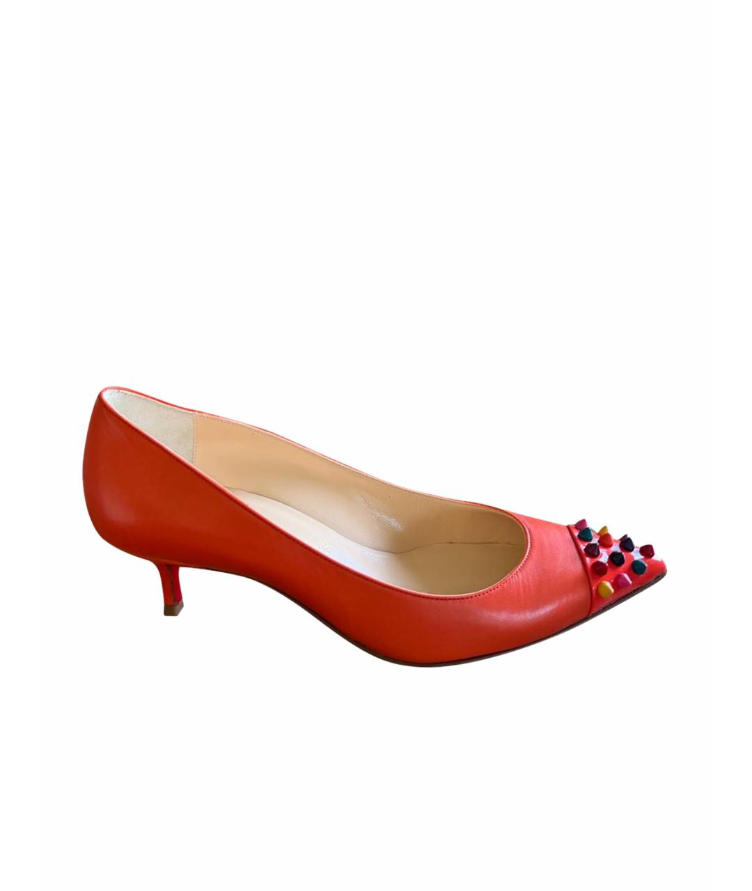 CHRISTIAN LOUBOUTIN Оранжевые кожаные туфли, фото 1
