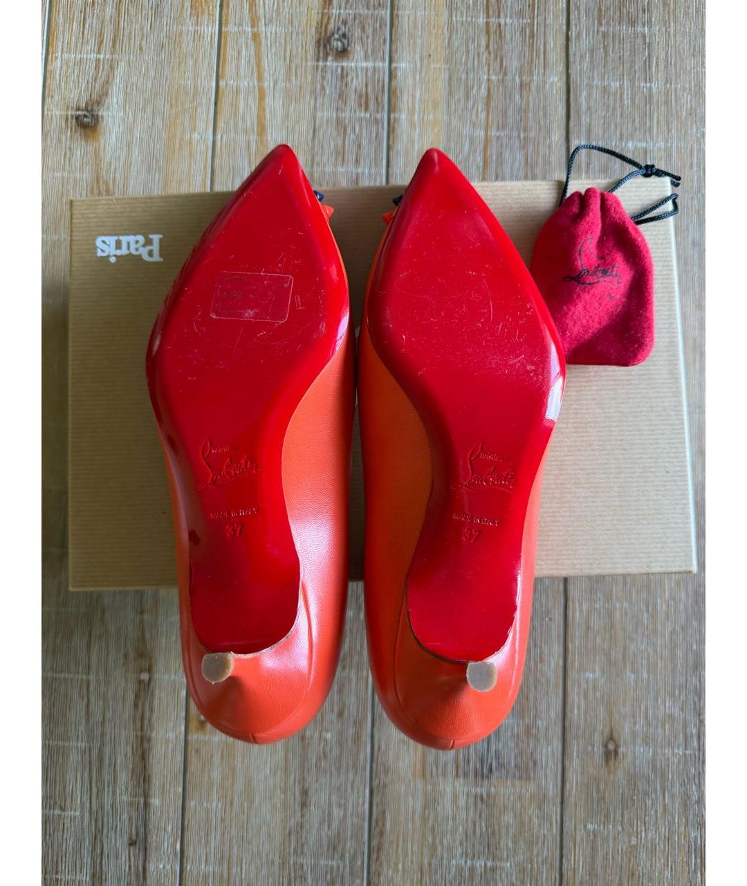 CHRISTIAN LOUBOUTIN Оранжевые кожаные туфли, фото 4