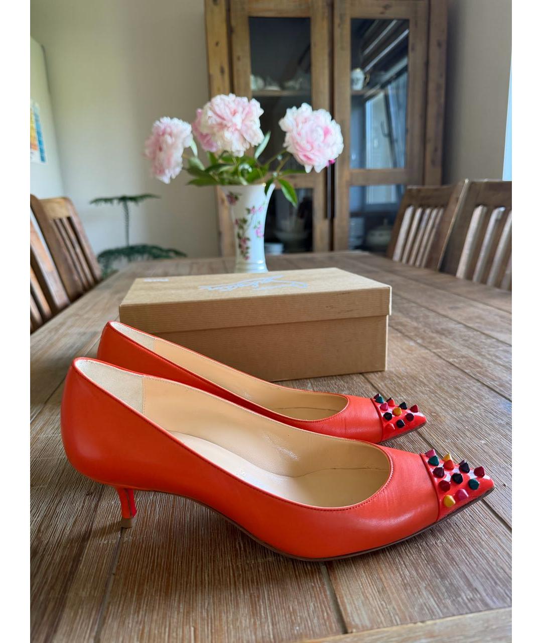 CHRISTIAN LOUBOUTIN Оранжевые кожаные туфли, фото 7