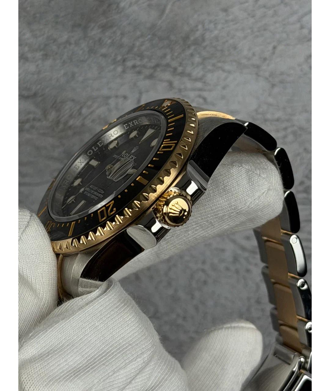 ROLEX Черные часы из желтого золота, фото 3