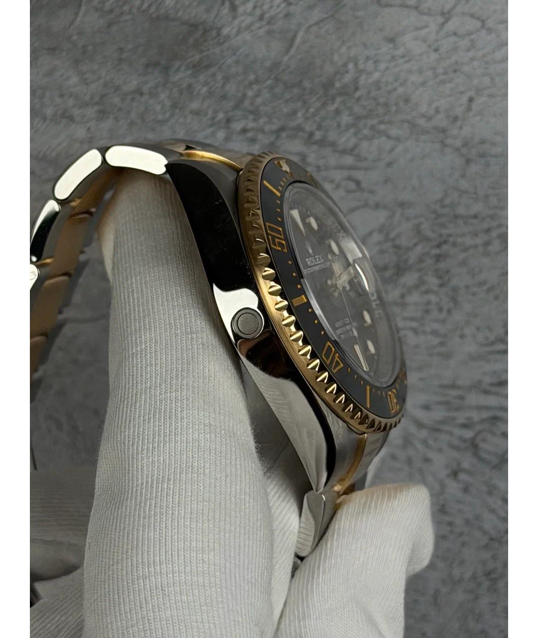 ROLEX Черные часы из желтого золота, фото 4