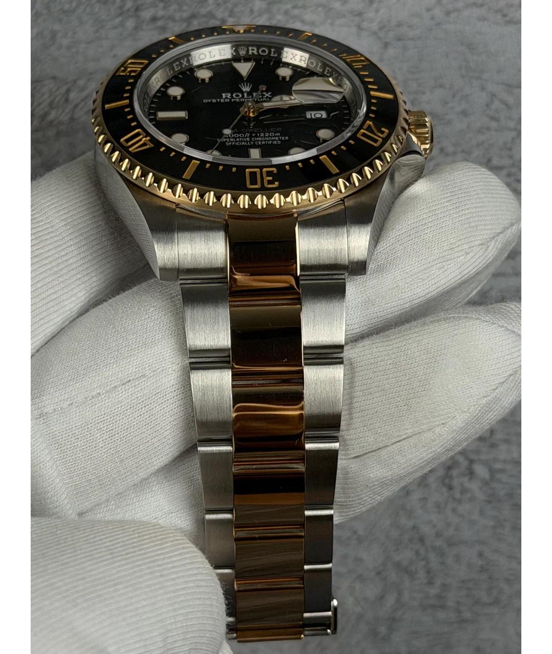 ROLEX Черные часы из желтого золота, фото 5
