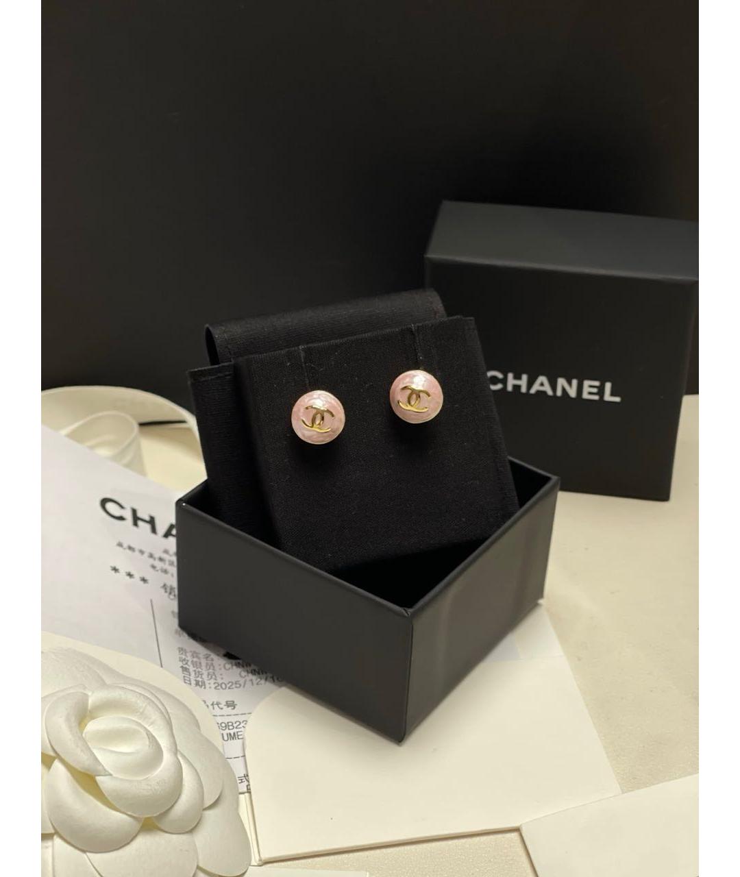 CHANEL Розовые металлические серьги, фото 4