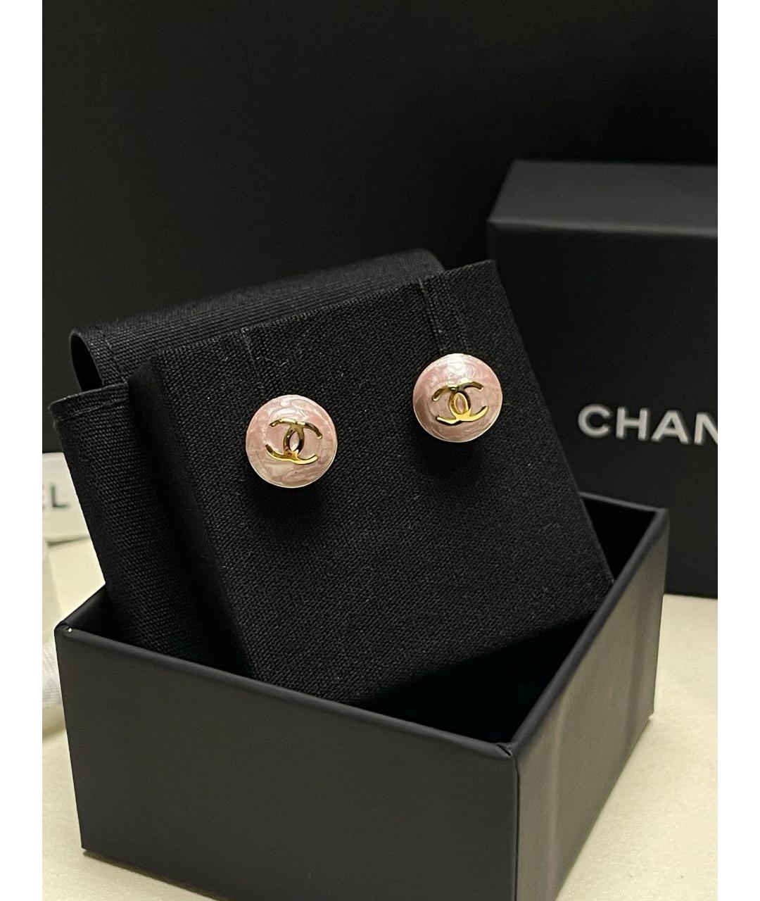 CHANEL Розовые металлические серьги, фото 3