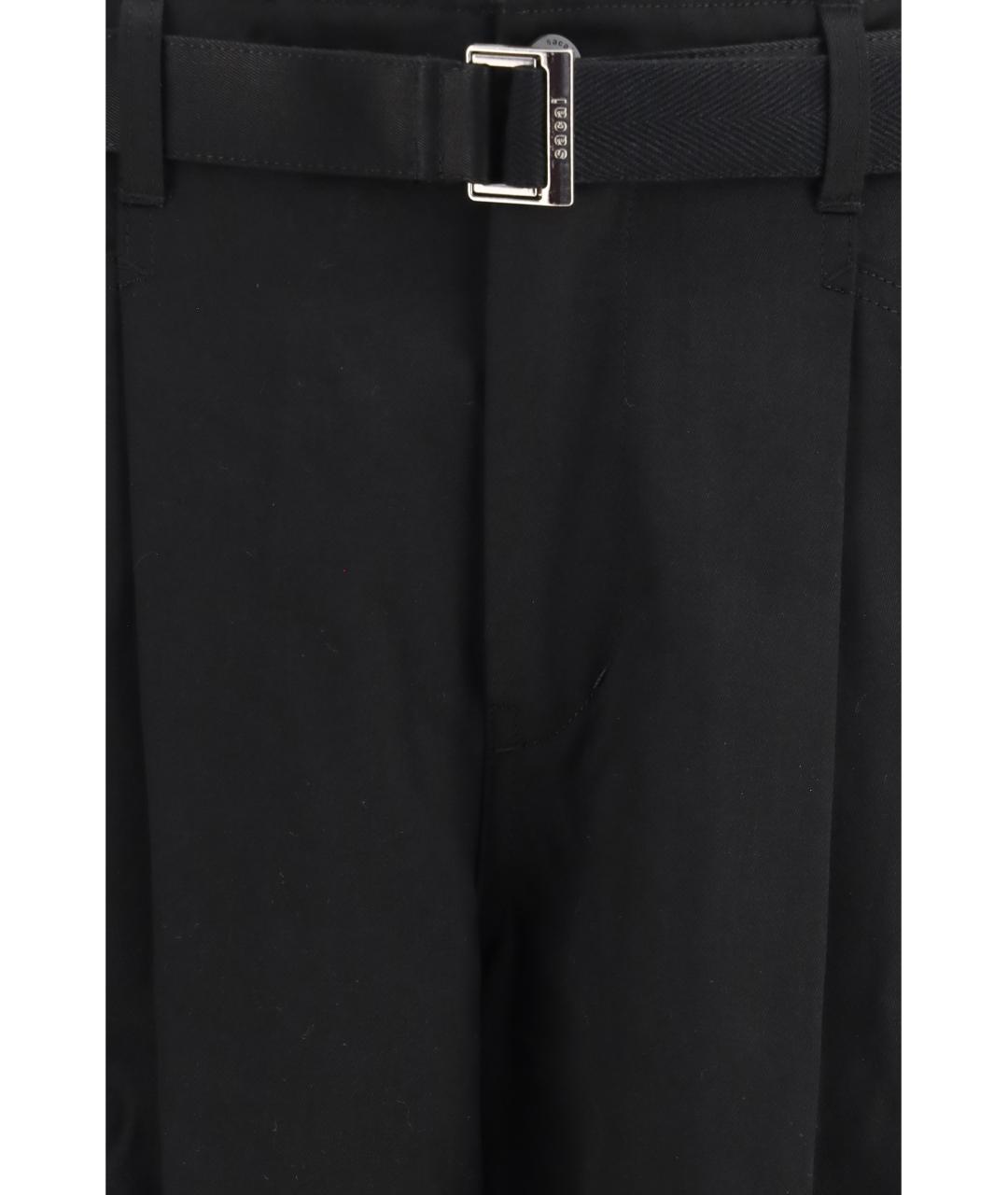 SACAI Черные хлопковые повседневные брюки, фото 3