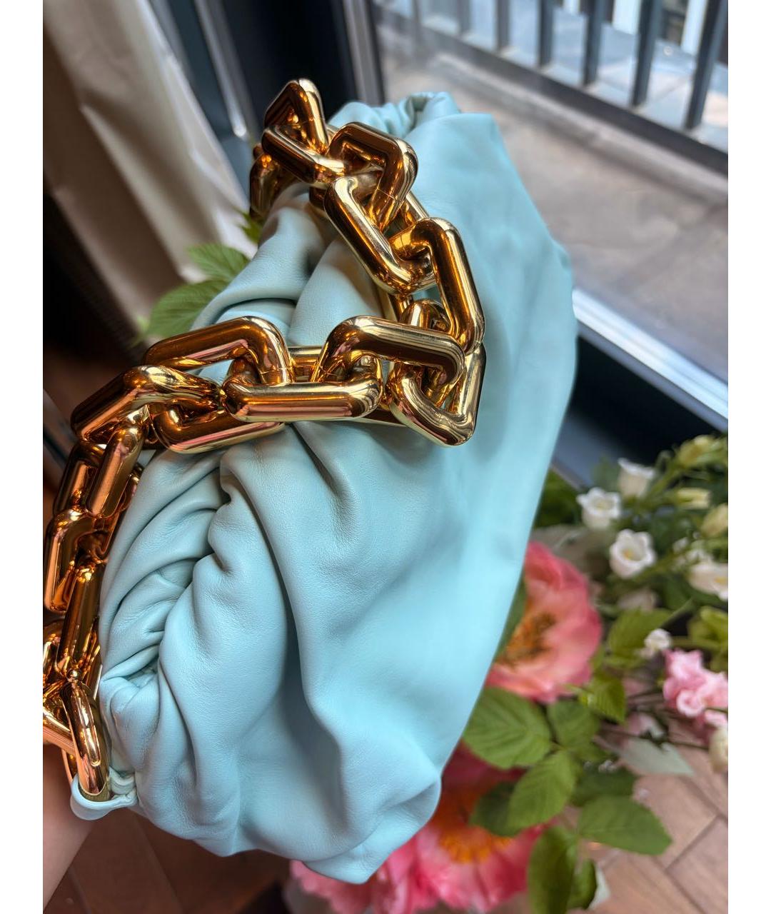 BOTTEGA VENETA Голубая кожаная сумка с короткими ручками, фото 2