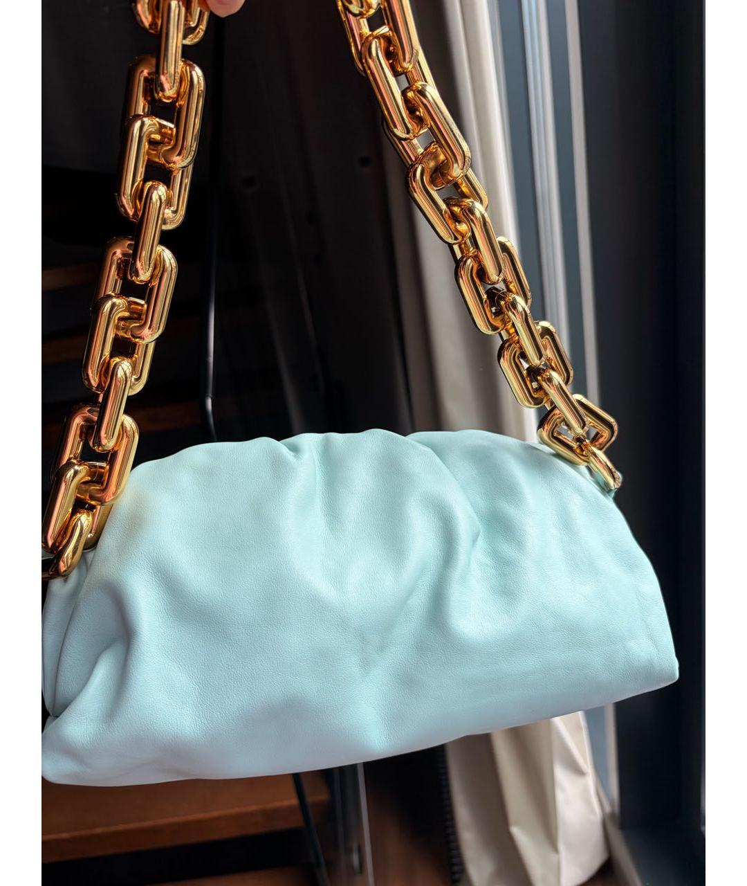 BOTTEGA VENETA Голубая кожаная сумка с короткими ручками, фото 9