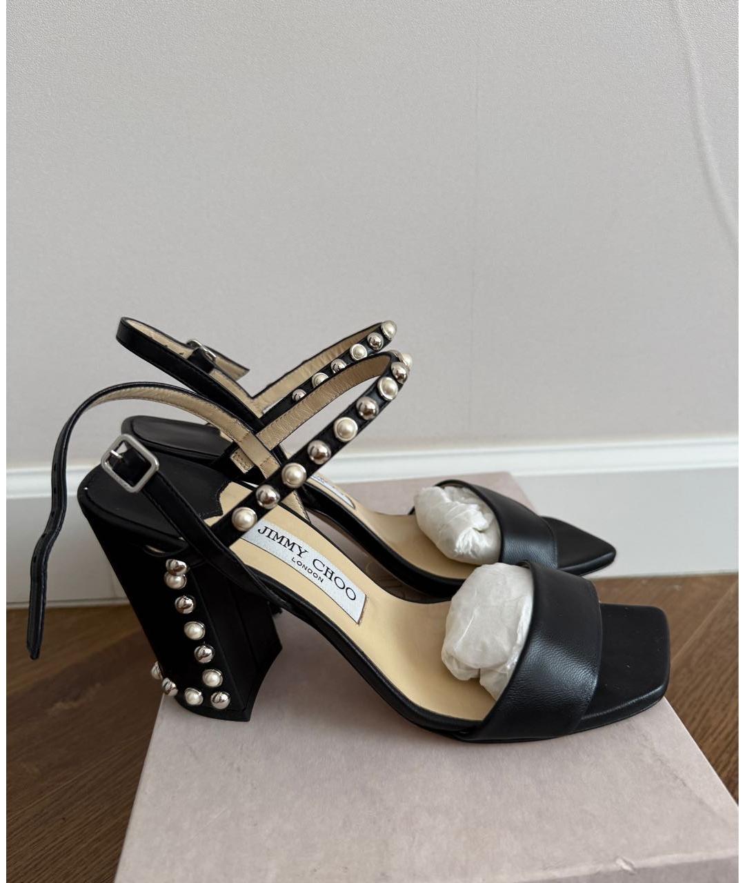 JIMMY CHOO Черные кожаные босоножки, фото 6