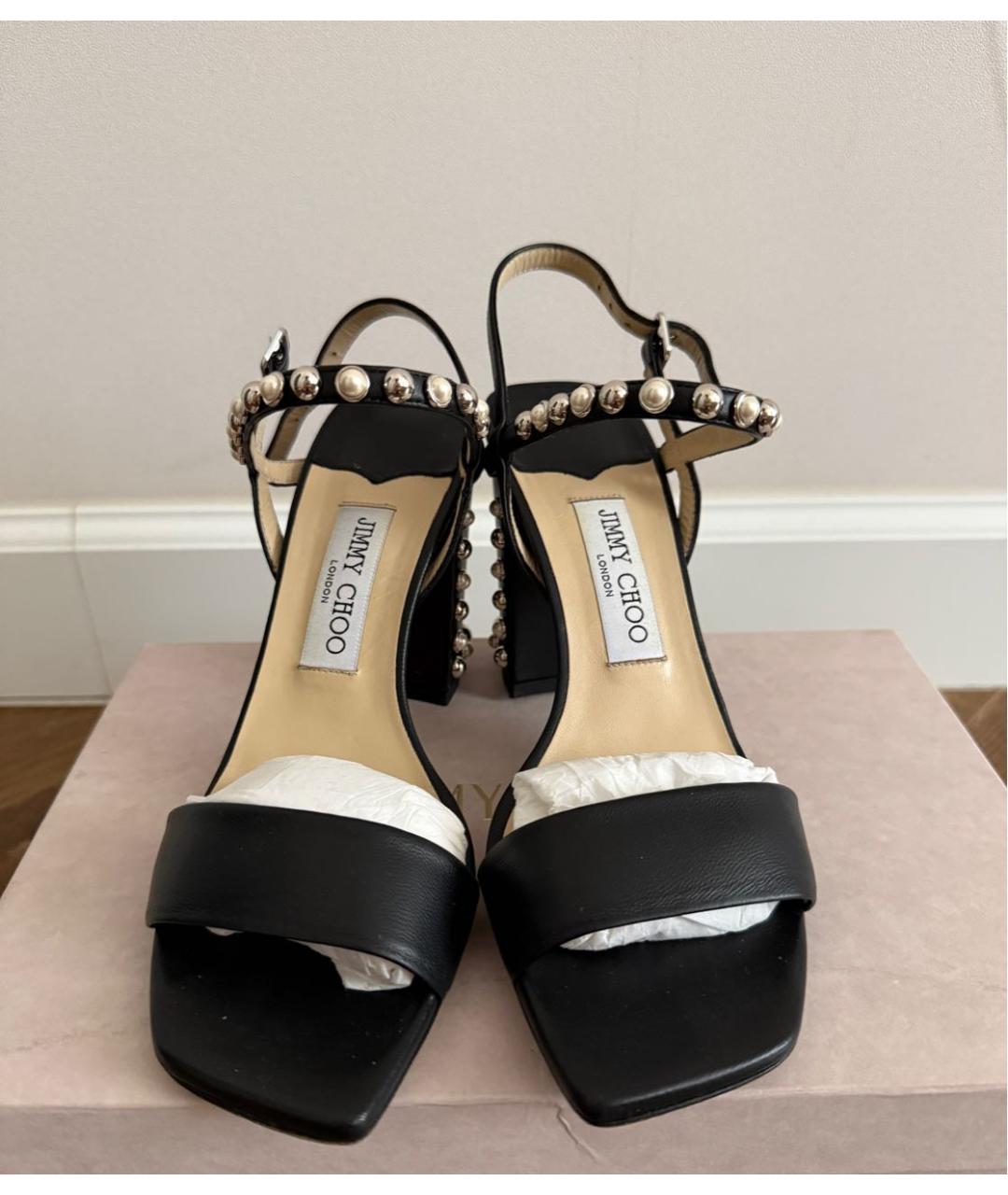 JIMMY CHOO Черные кожаные босоножки, фото 2