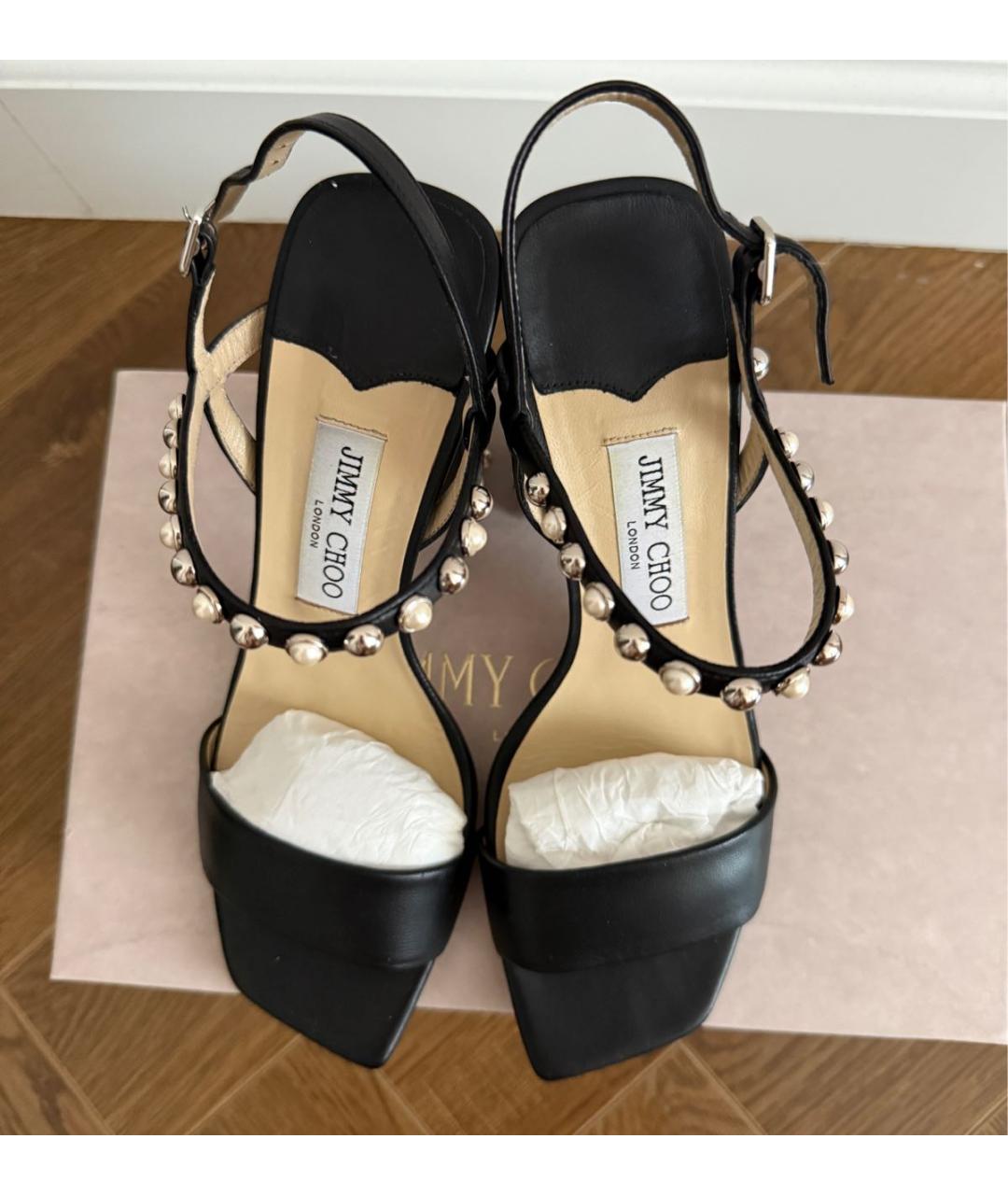 JIMMY CHOO Черные кожаные босоножки, фото 3