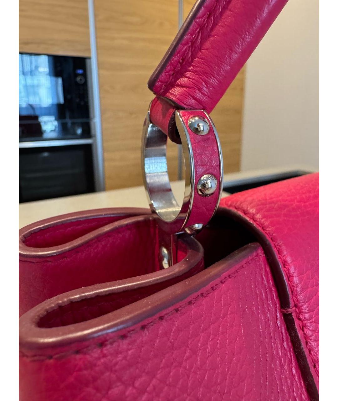 LOUIS VUITTON Розовая кожаная сумка с короткими ручками, фото 4