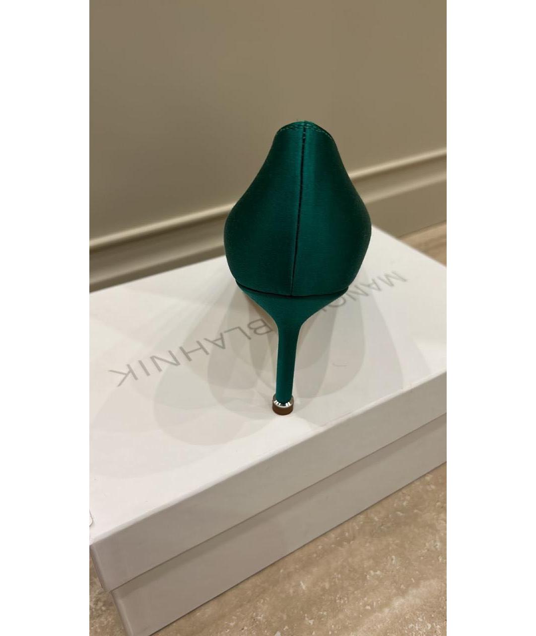 MANOLO BLAHNIK Зеленые текстильные туфли, фото 4