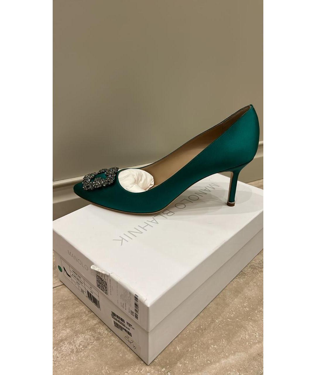 MANOLO BLAHNIK Зеленые текстильные туфли, фото 2