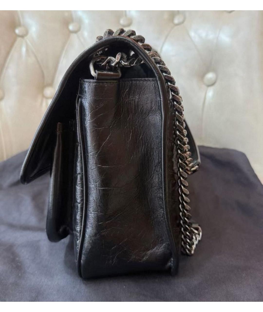 SAINT LAURENT Черная кожаная сумка через плечо, фото 3