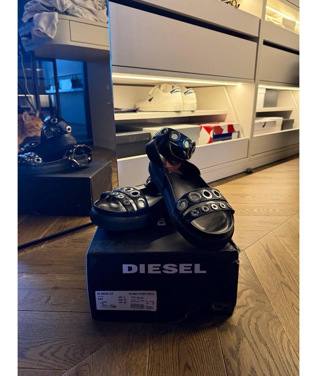 DIESEL Черные кожаные сандалии, фото 6
