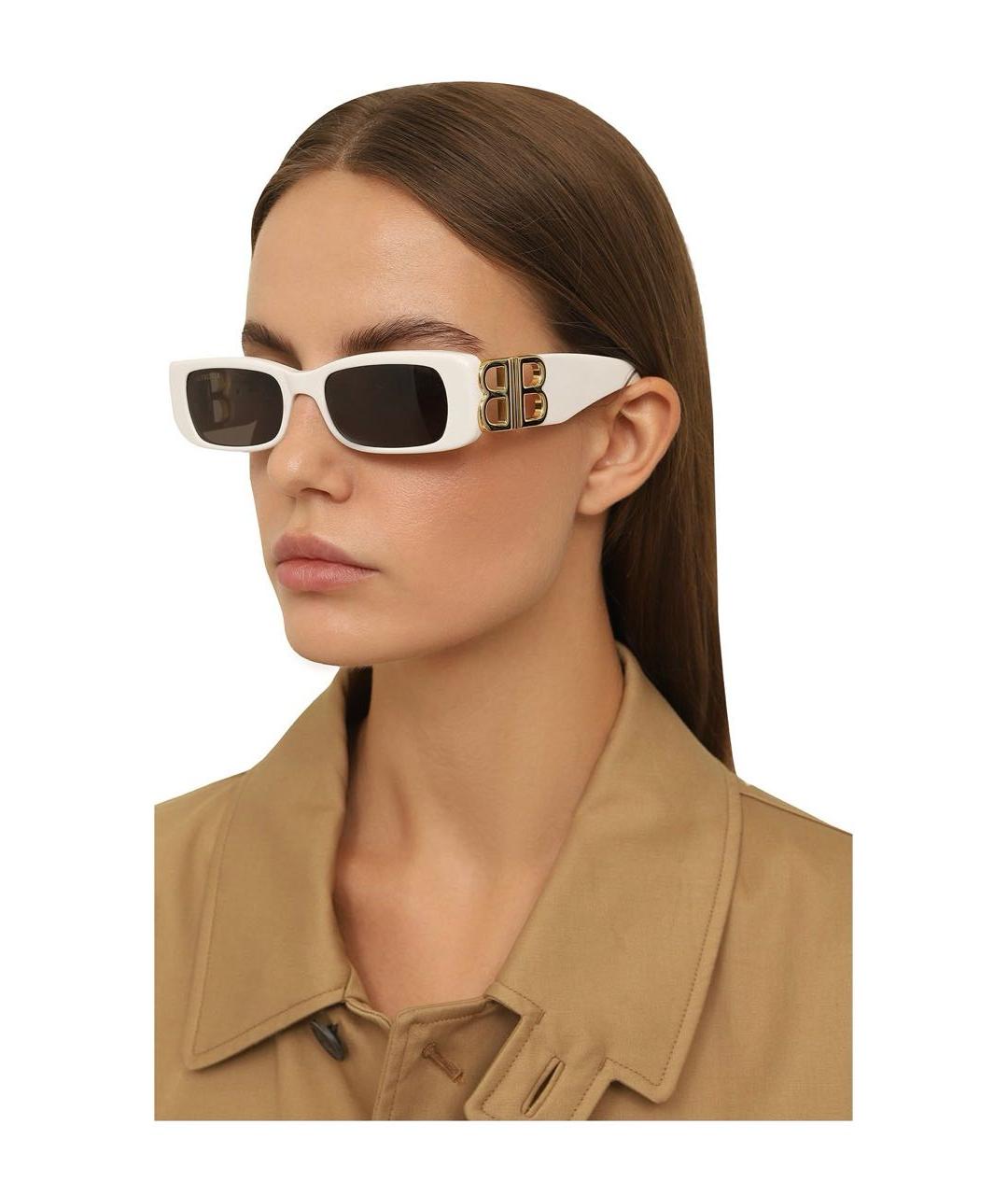 BALENCIAGA Белые пластиковые солнцезащитные очки, фото 4