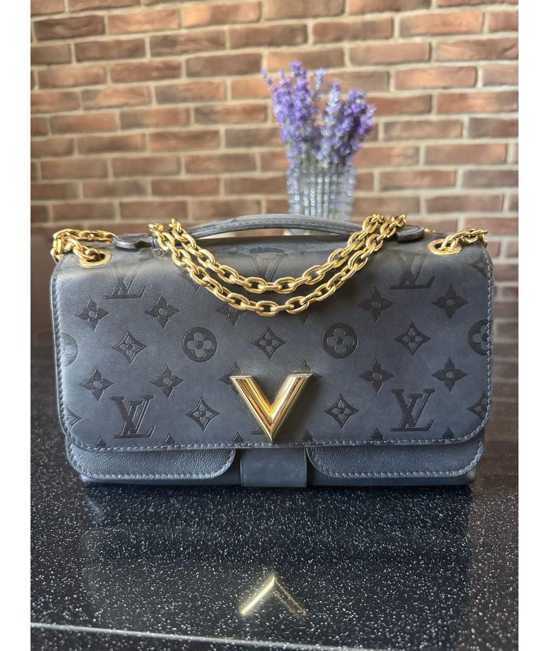 LOUIS VUITTON Черная кожаная сумка через плечо, фото 9