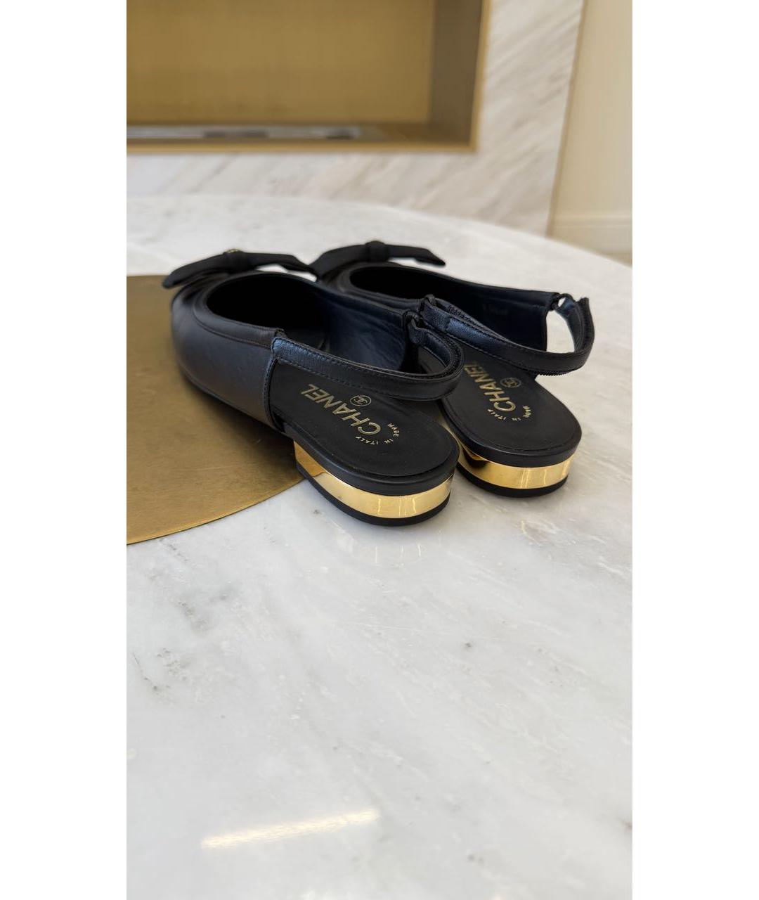 CHANEL Черные кожаные балетки, фото 3