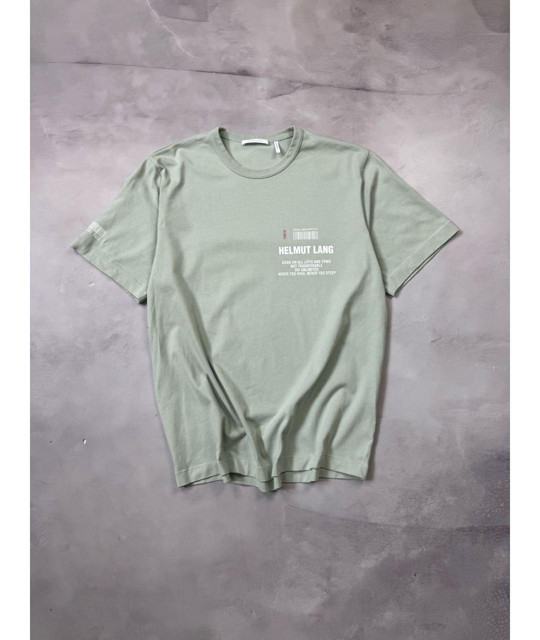 HELMUT LANG Бирюзовая хлопковая футболка, фото 9