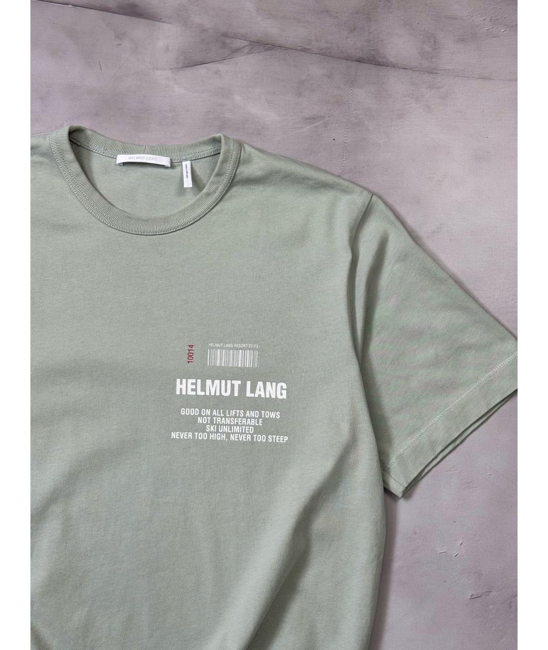 HELMUT LANG Бирюзовая хлопковая футболка, фото 4