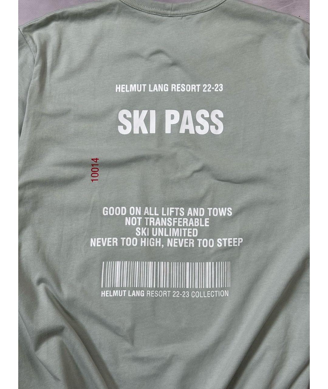 HELMUT LANG Бирюзовая хлопковая футболка, фото 6