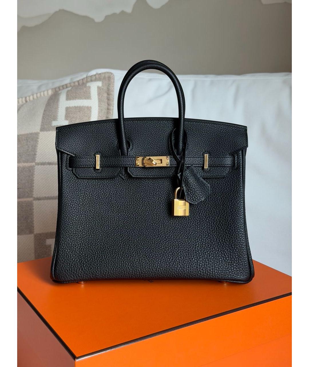 HERMES Черная кожаная сумка с короткими ручками, фото 7