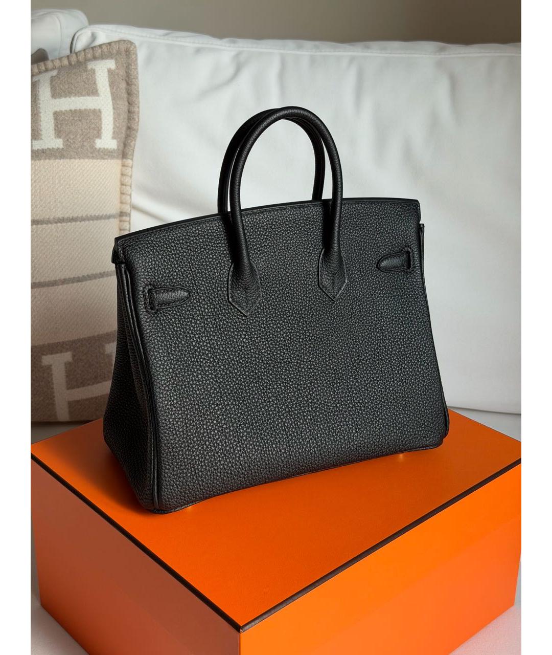 HERMES Черная кожаная сумка с короткими ручками, фото 4