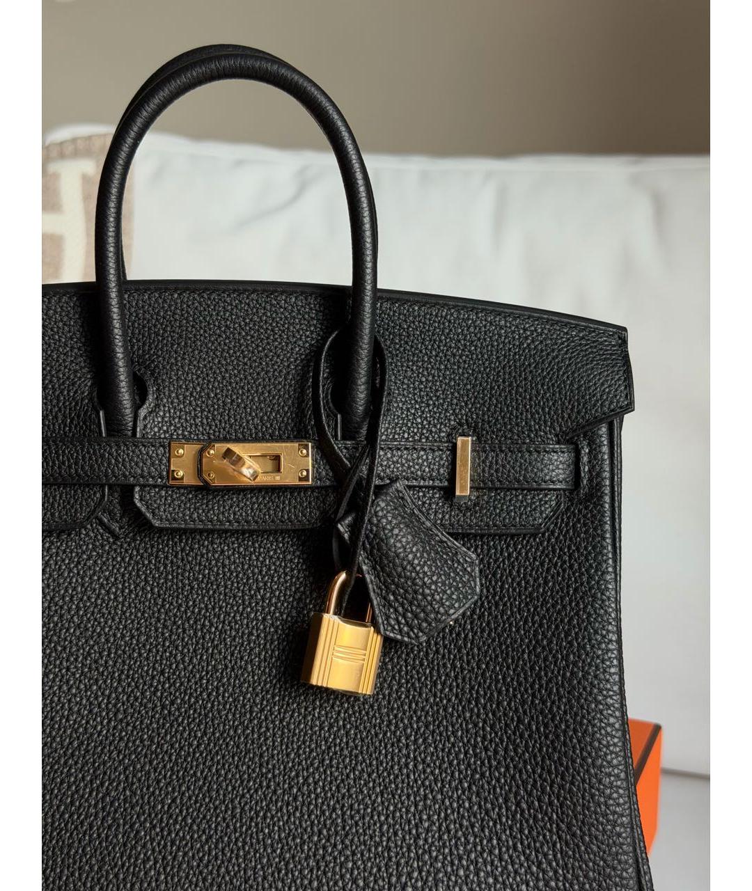 HERMES Черная кожаная сумка с короткими ручками, фото 5