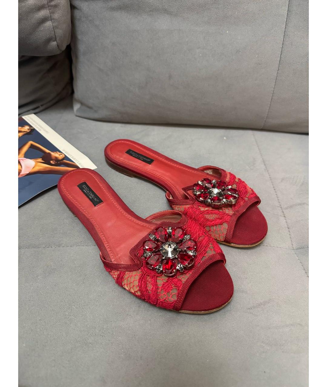 DOLCE&GABBANA Красные текстильные босоножки, фото 2