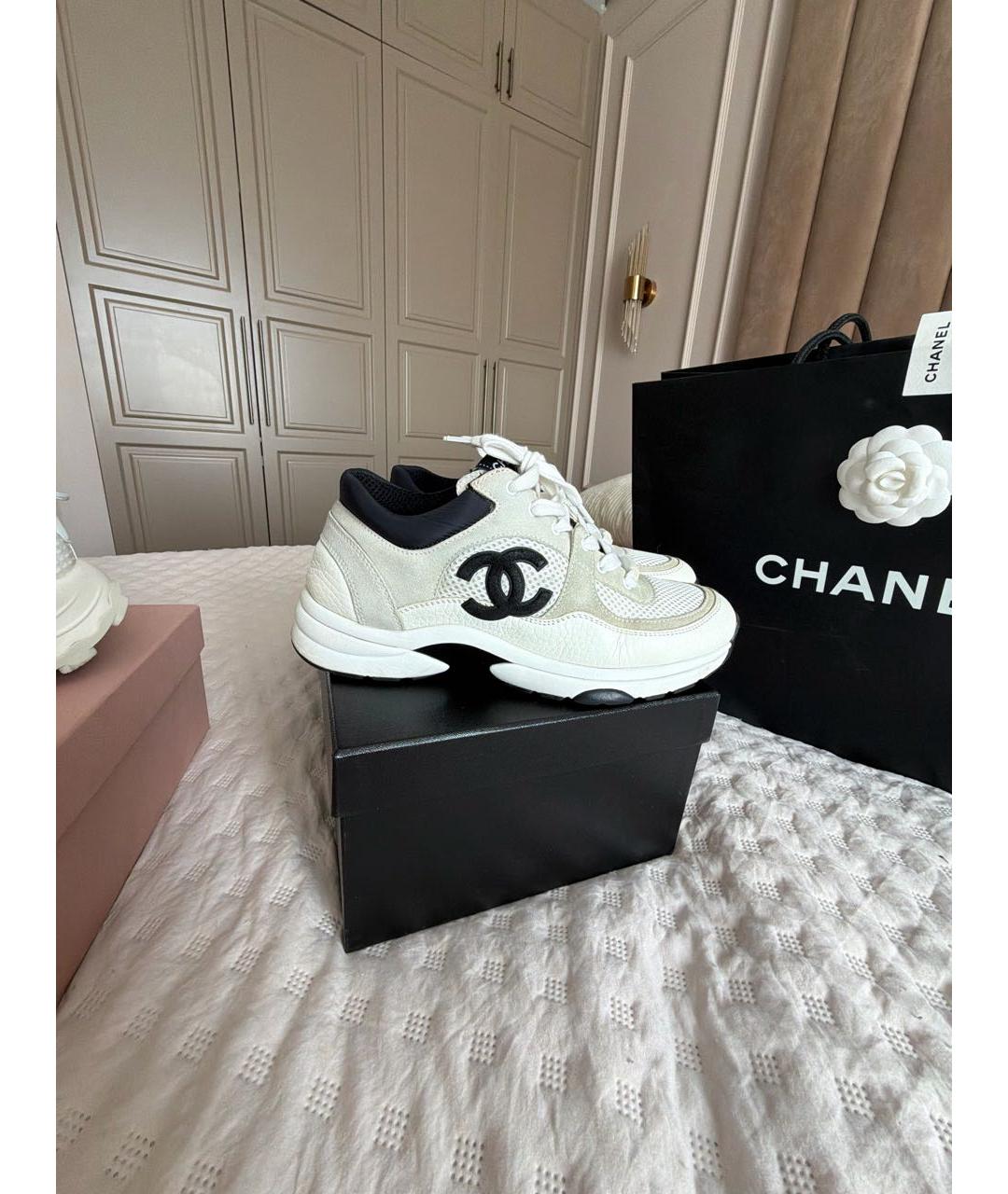 CHANEL Белые кожаные кеды, фото 5