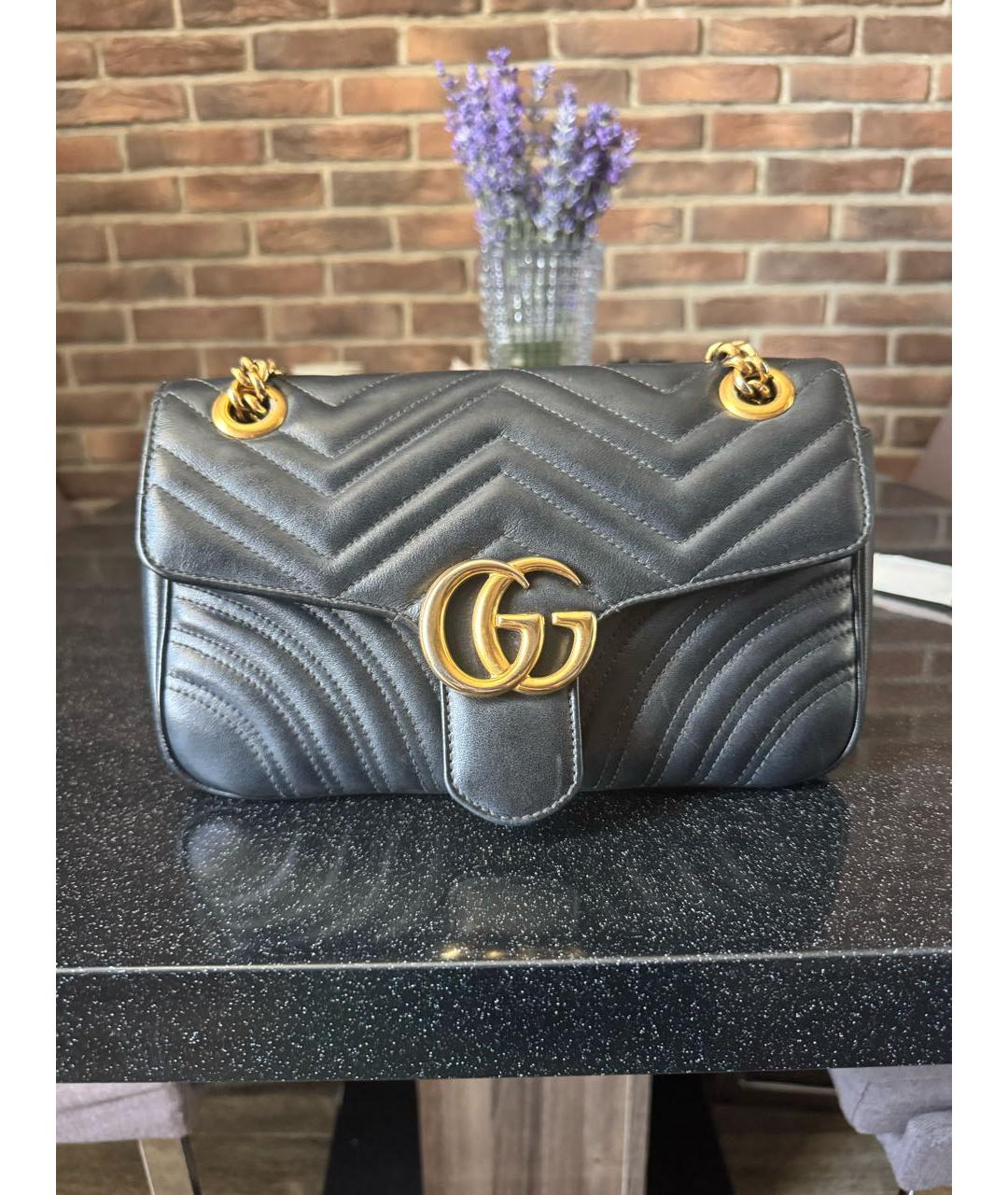 GUCCI Черная кожаная сумка через плечо, фото 9