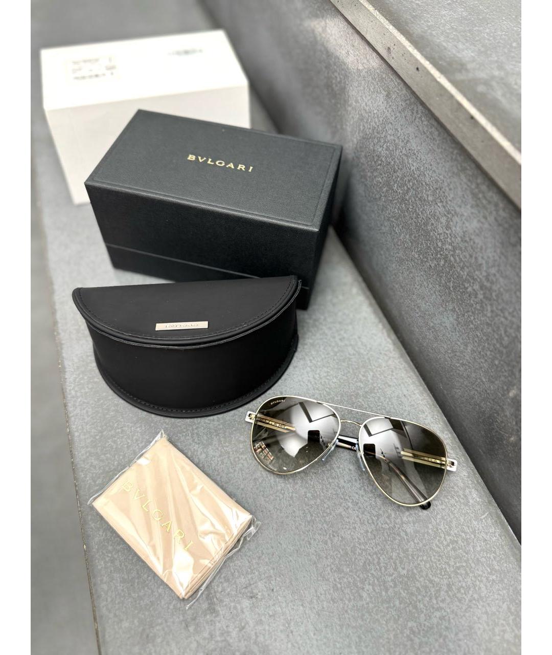 BVLGARI Коричневые металлические солнцезащитные очки, фото 4