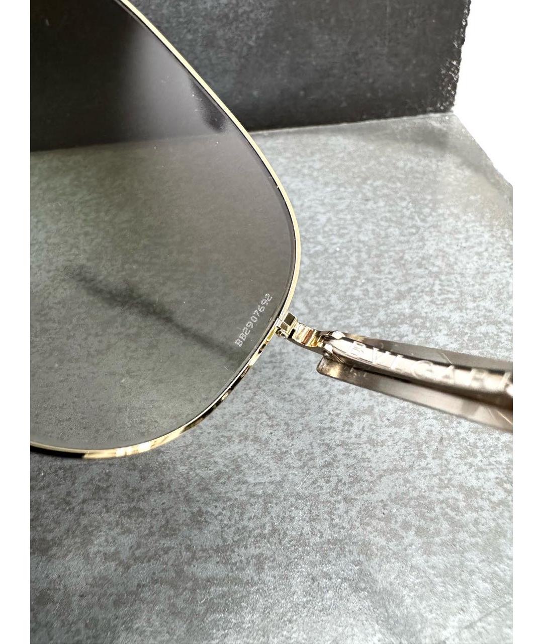 BVLGARI Коричневые металлические солнцезащитные очки, фото 7