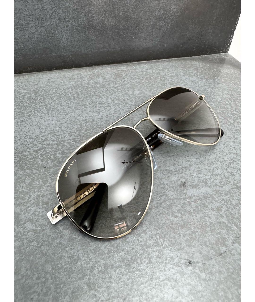 BVLGARI Коричневые металлические солнцезащитные очки, фото 3