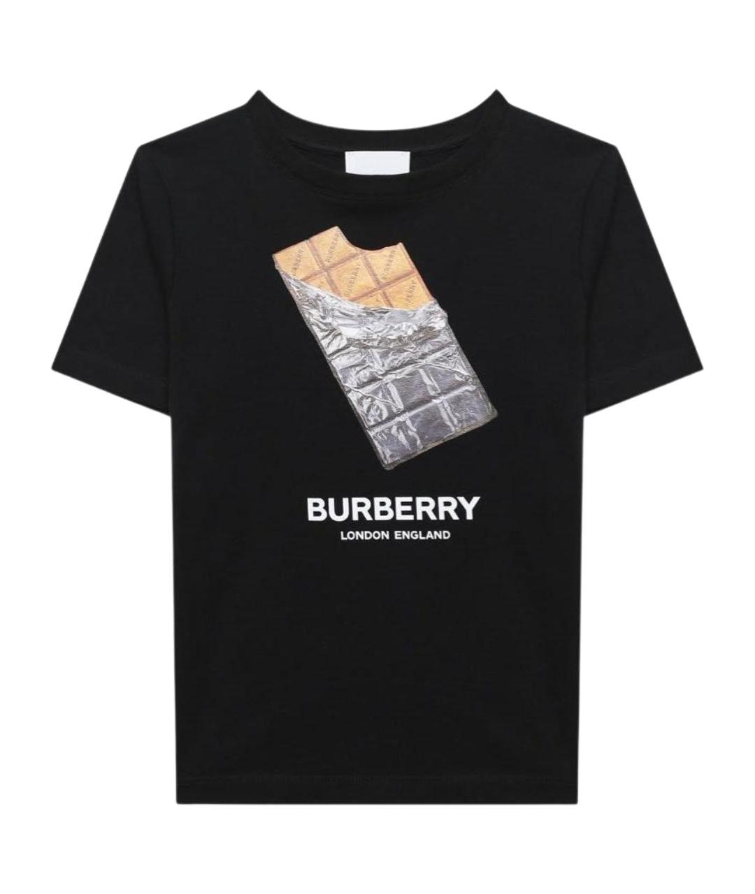 BURBERRY Черная хлопковая детская футболка, фото 1