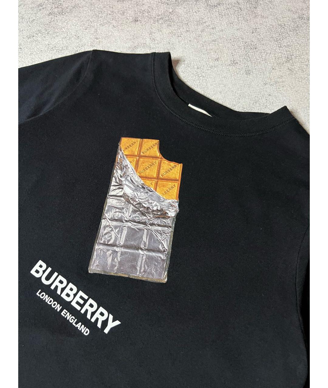 BURBERRY Черная хлопковая детская футболка, фото 4