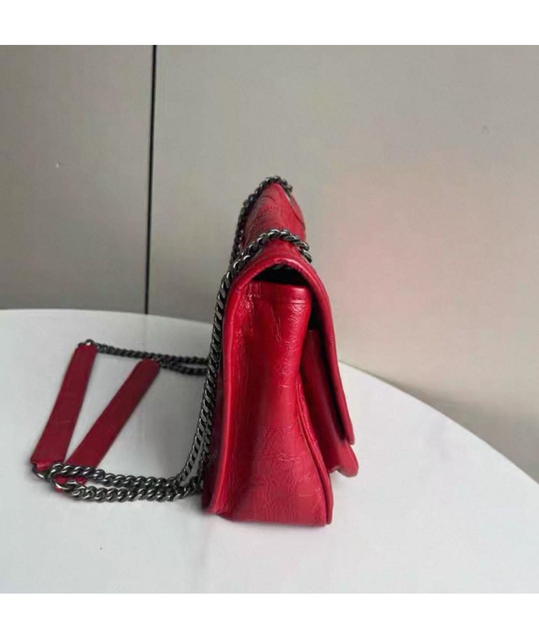 SAINT LAURENT Красная кожаная сумка через плечо, фото 4