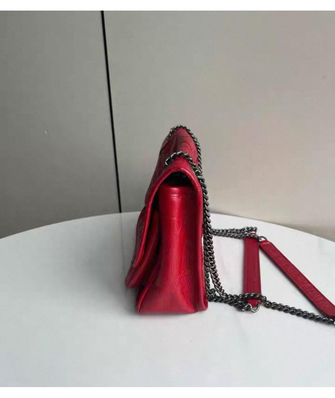 SAINT LAURENT Красная кожаная сумка через плечо, фото 3
