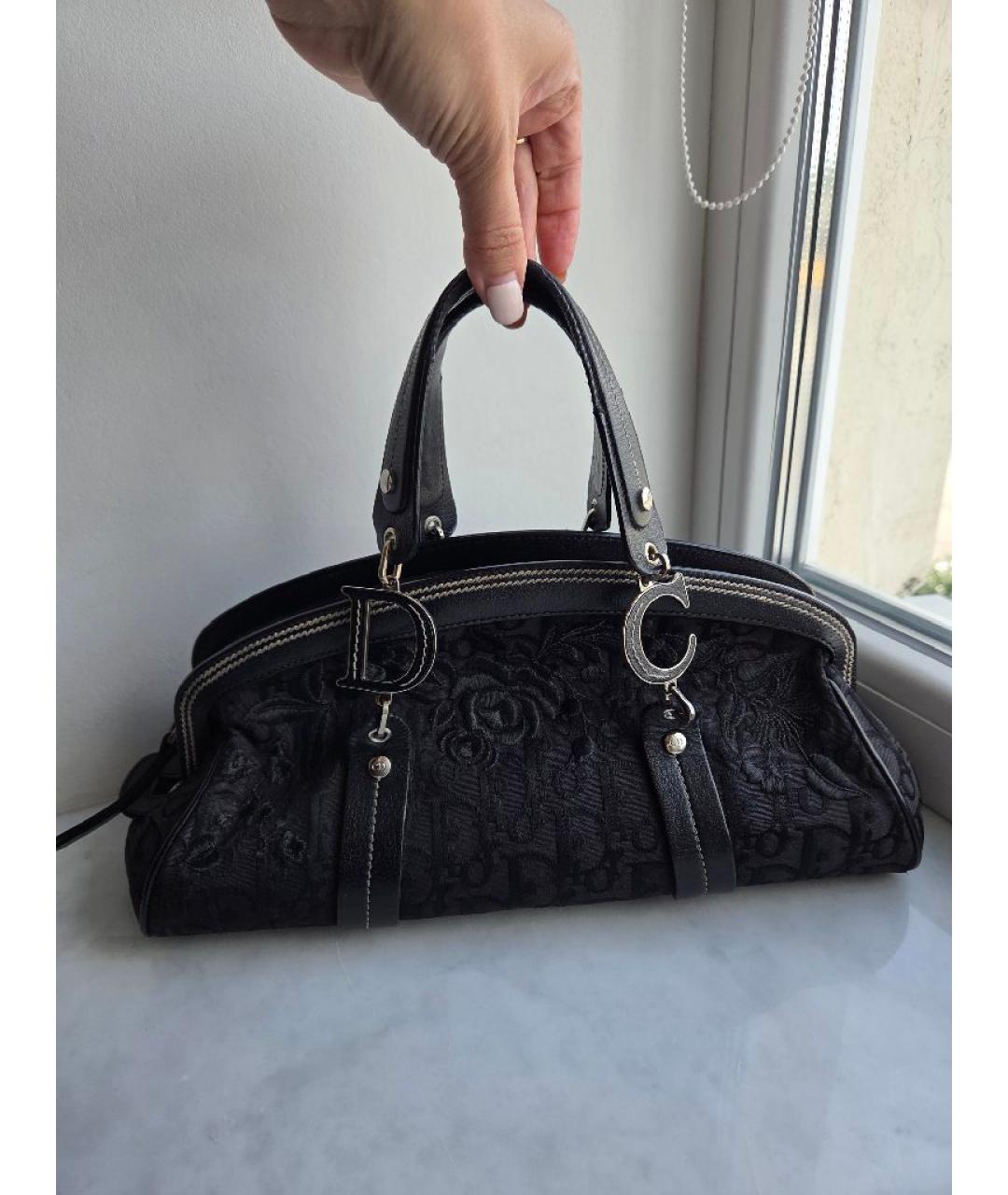 CHRISTIAN DIOR Черная жаккардовая сумка с короткими ручками, фото 8