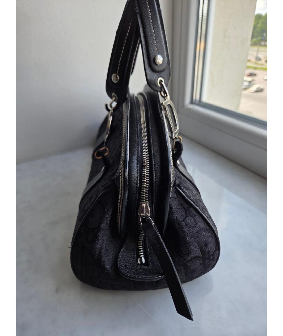 CHRISTIAN DIOR Черная жаккардовая сумка с короткими ручками, фото 2