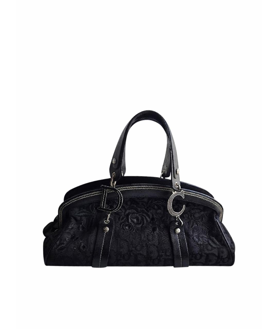 CHRISTIAN DIOR Черная жаккардовая сумка с короткими ручками, фото 1