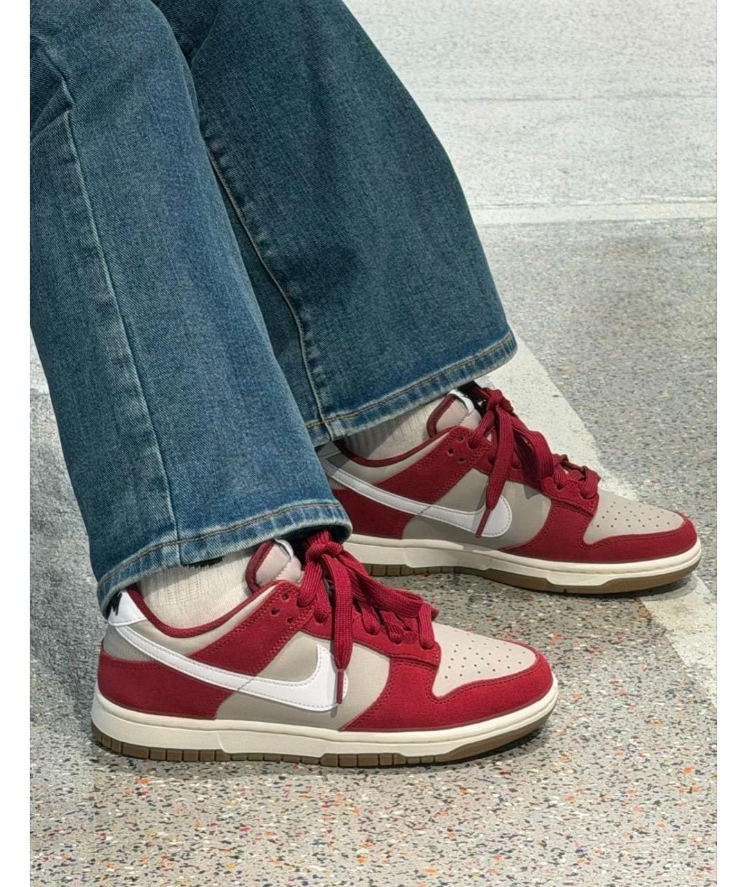 NIKE Бордовые кожаные низкие кроссовки / кеды, фото 7