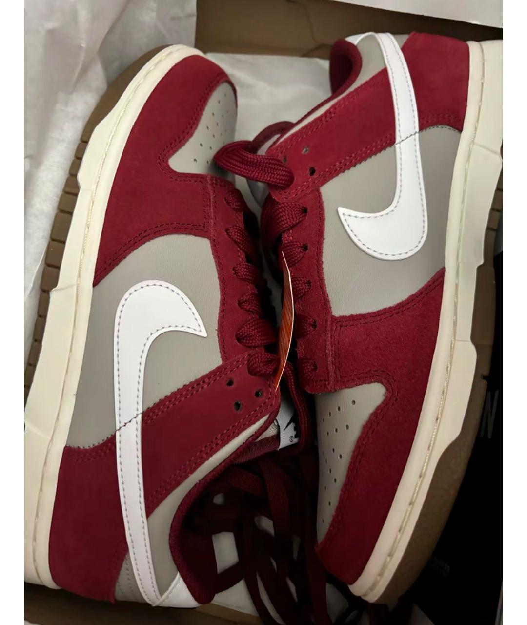 NIKE Бордовые кожаные низкие кроссовки / кеды, фото 8