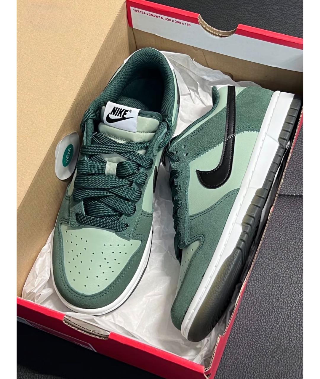 NIKE Зеленые замшевые низкие кроссовки / кеды, фото 8