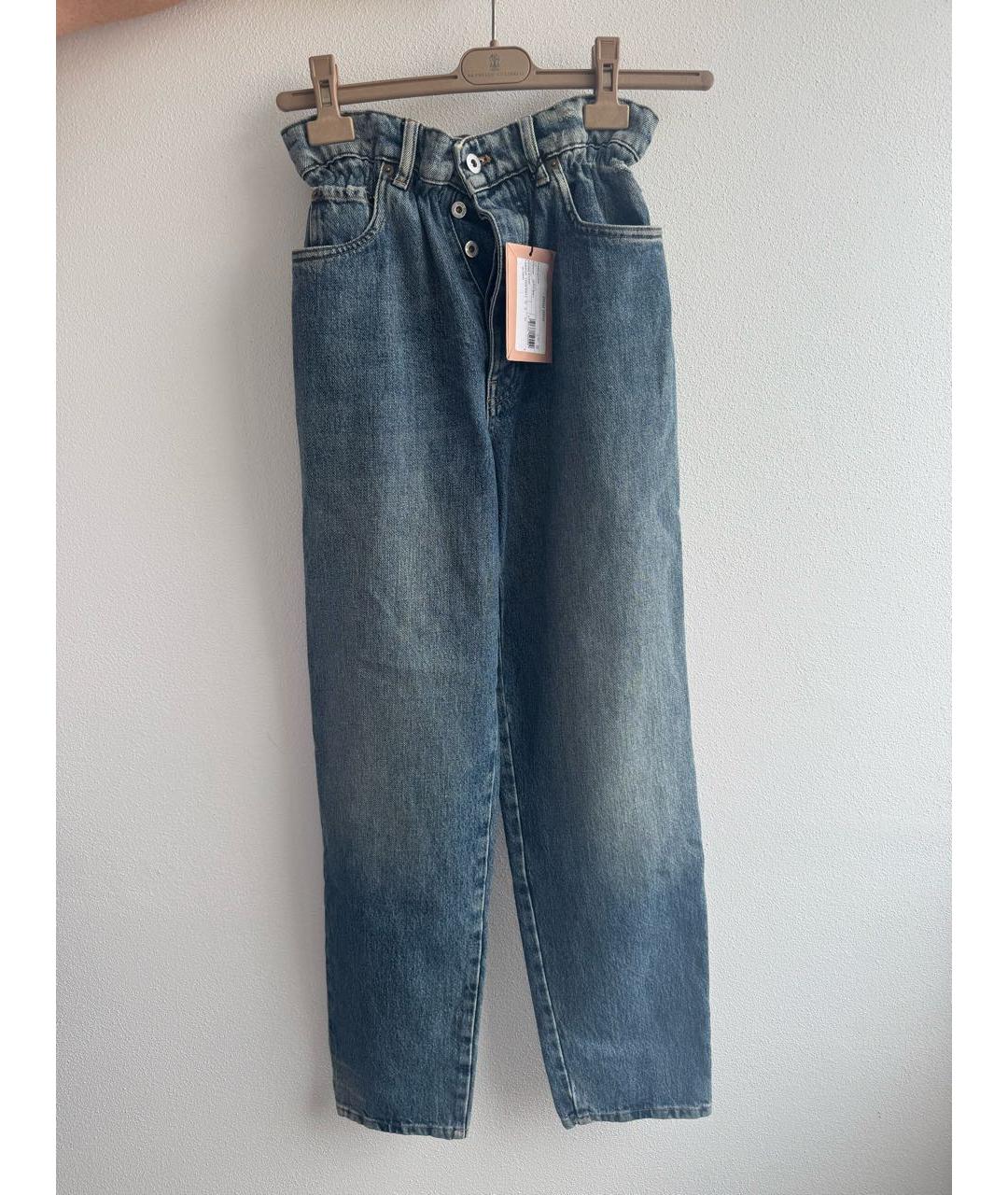 MIU MIU Голубые хлопковые прямые джинсы, фото 6